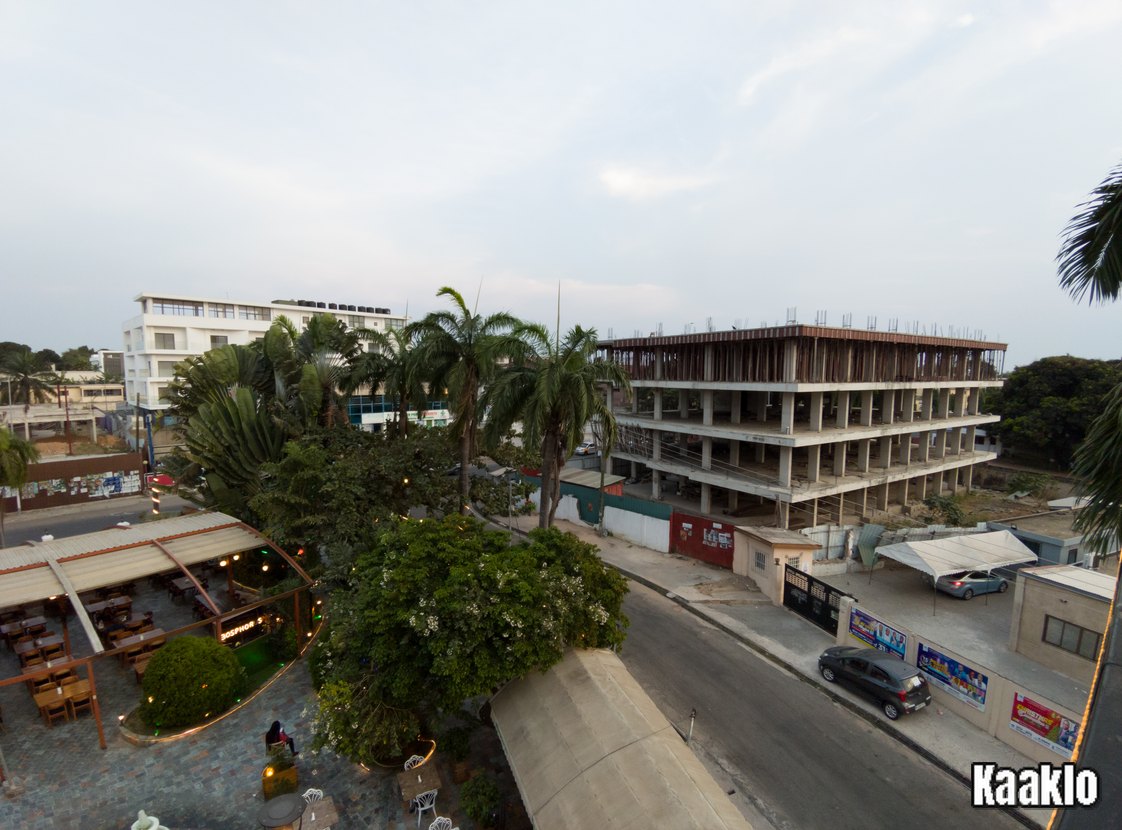 A building frame under construction in Labone, Greater Accra.
