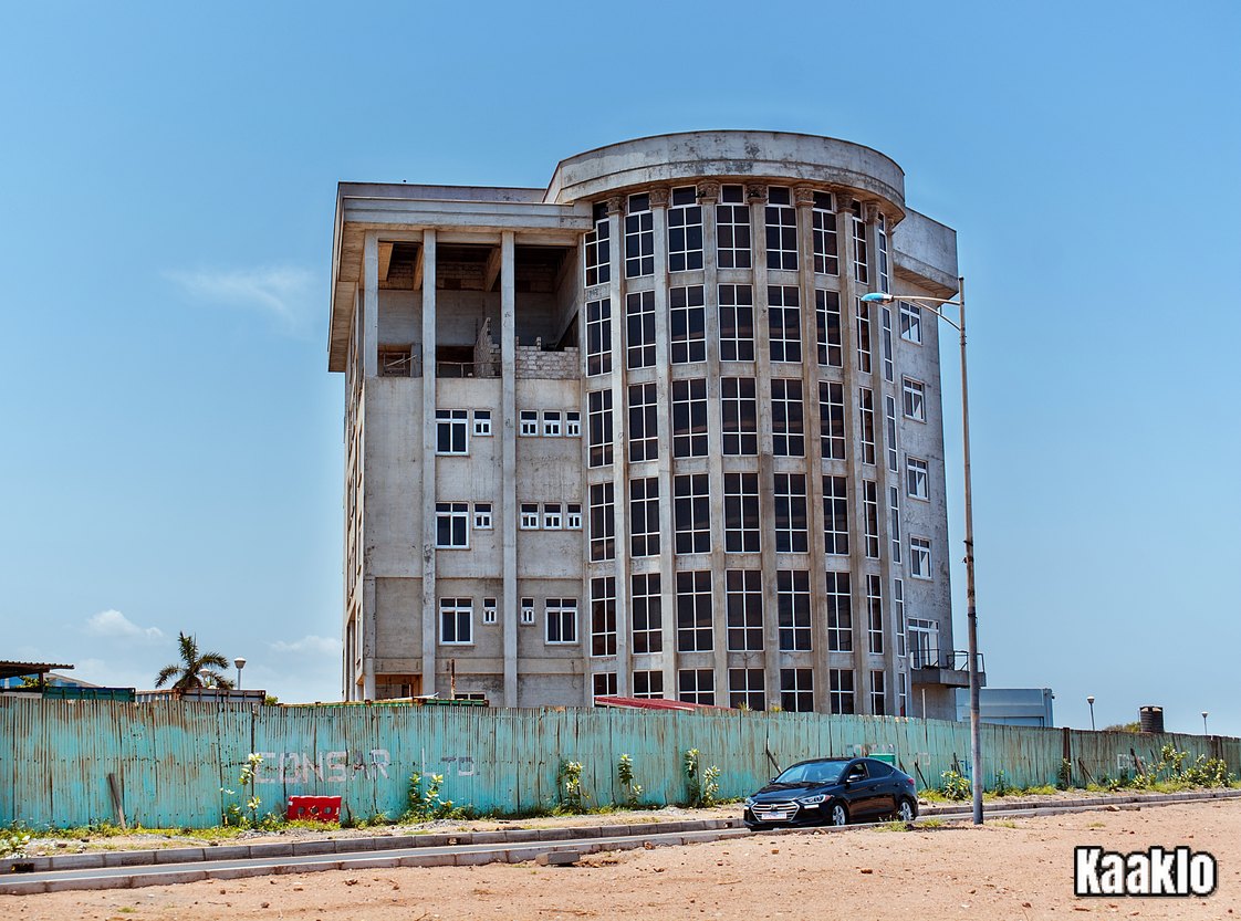 An unfinished multi-storey concrete building in the Greater Accra Region.