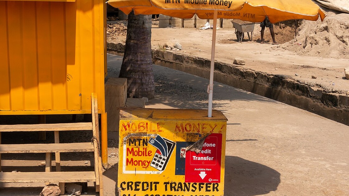 An MTN Mobile Money stand in Korle-Klottey, Accra.