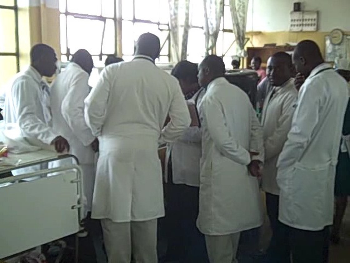 Doctors on ward rounds at Komfo Anokye Teaching Hospital in Kumasi.