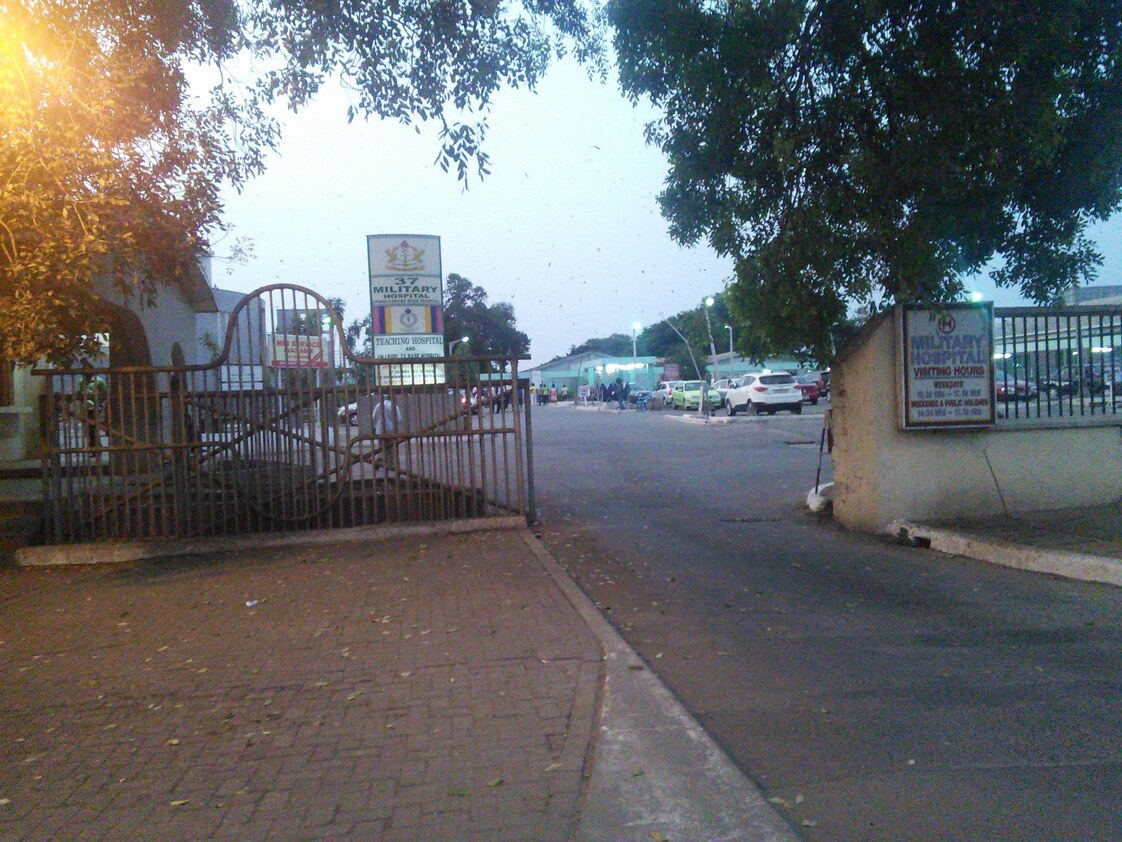 The entrance of 37 Military Hospital in Accra, one of the registration points.